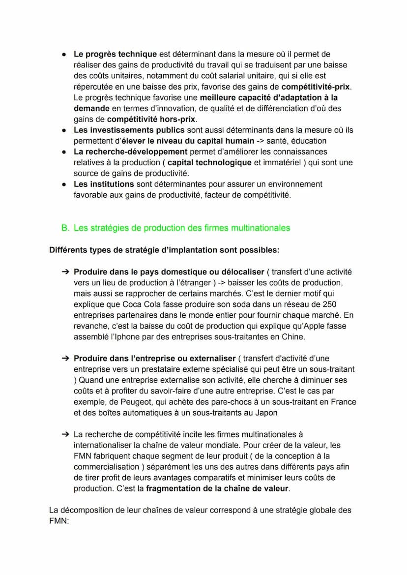 Quels sont les fondements du commerce international et de
l'internationalisation de la production ?
I.
Quels sont les déterminants des échan