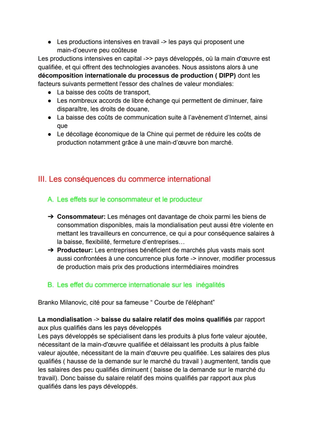 Quels sont les fondements du commerce international et de
l'internationalisation de la production ?
I.
Quels sont les déterminants des échan