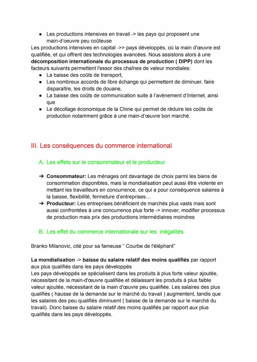 Quels sont les fondements du commerce international et de
l'internationalisation de la production ?
I.
Quels sont les déterminants des échan
