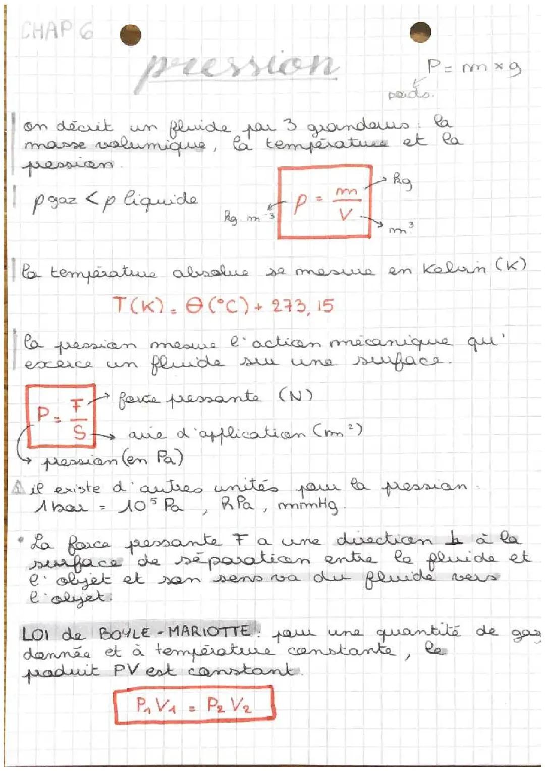 Physique - chimie : pression 