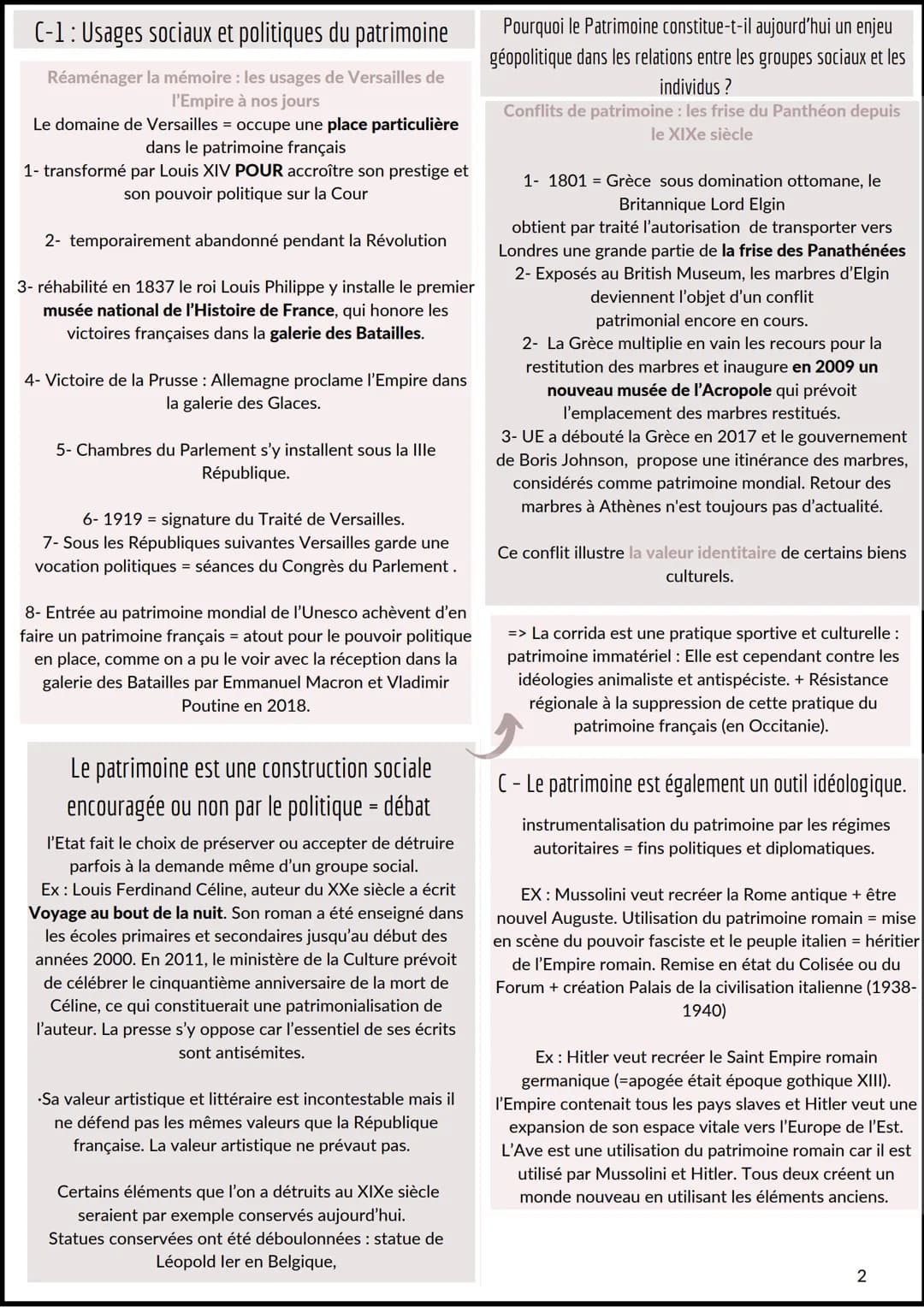 fiches révision
Identifier, valoriser et protéger le patrimoine
Quels sont les enjeux du patrimoine aujourd'hui ?
Chapitre introductif: La c