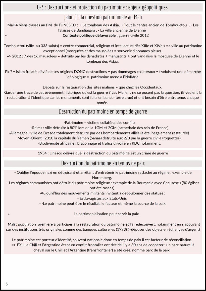fiches révision
Identifier, valoriser et protéger le patrimoine
Quels sont les enjeux du patrimoine aujourd'hui ?
Chapitre introductif: La c