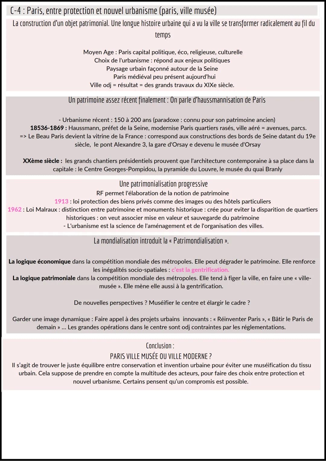 fiches révision
Identifier, valoriser et protéger le patrimoine
Quels sont les enjeux du patrimoine aujourd'hui ?
Chapitre introductif: La c