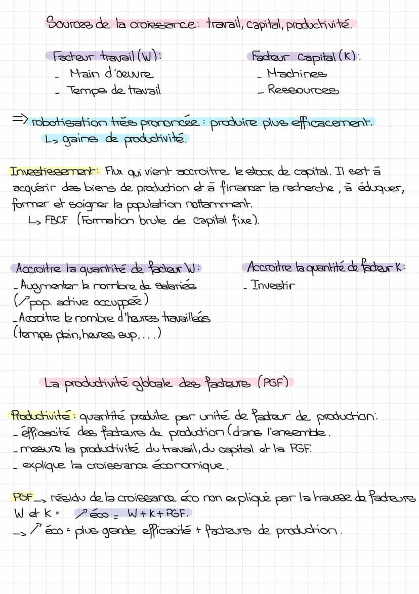 Chap 1:
Croissance Economique
PIB: Valeur de la richesse créée par l'activité économique sur un territoire
national pour une année mesurer l