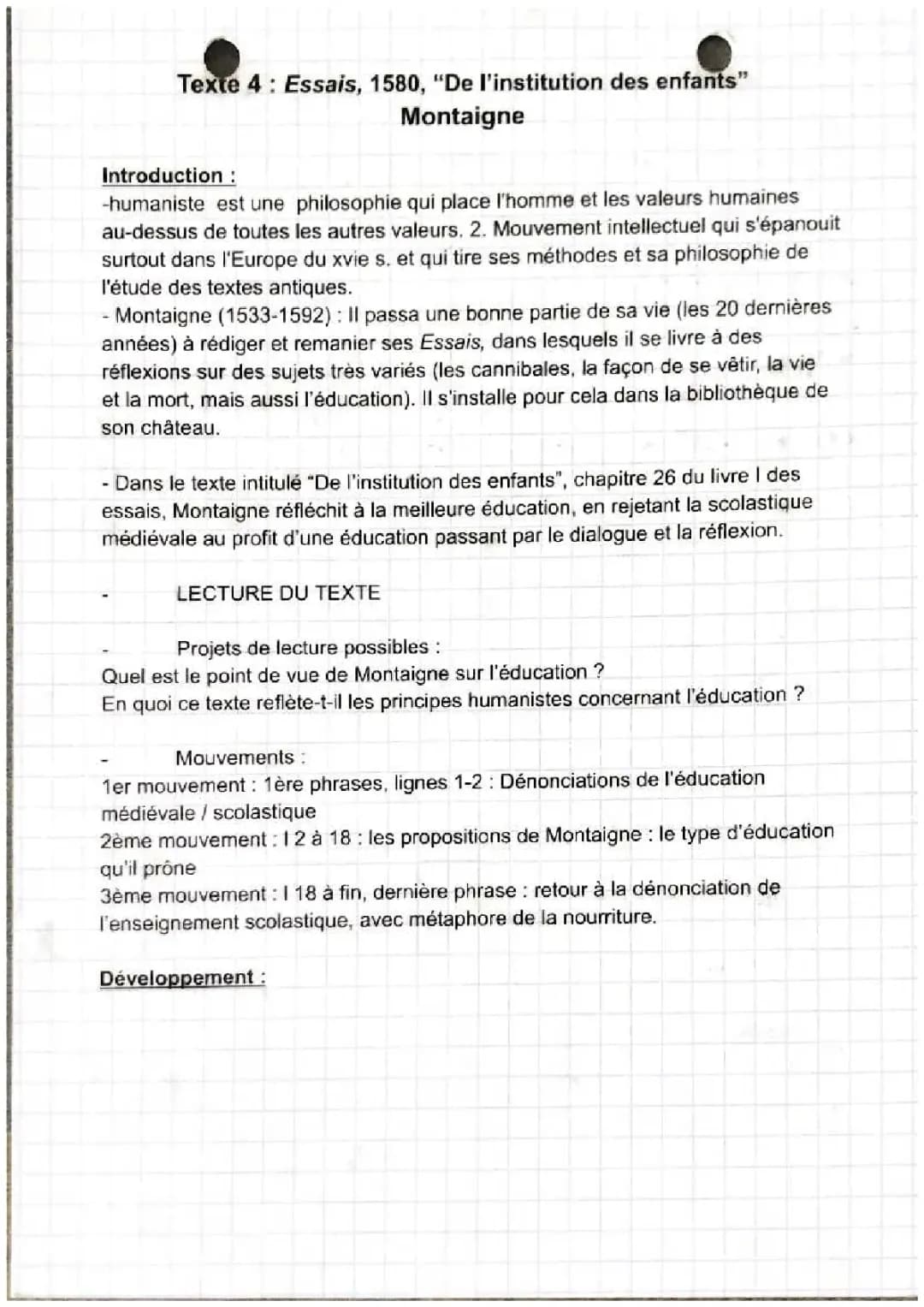 Montaigne Essais : Livre 1 Chapitre 26 - De l’Institution des Enfants