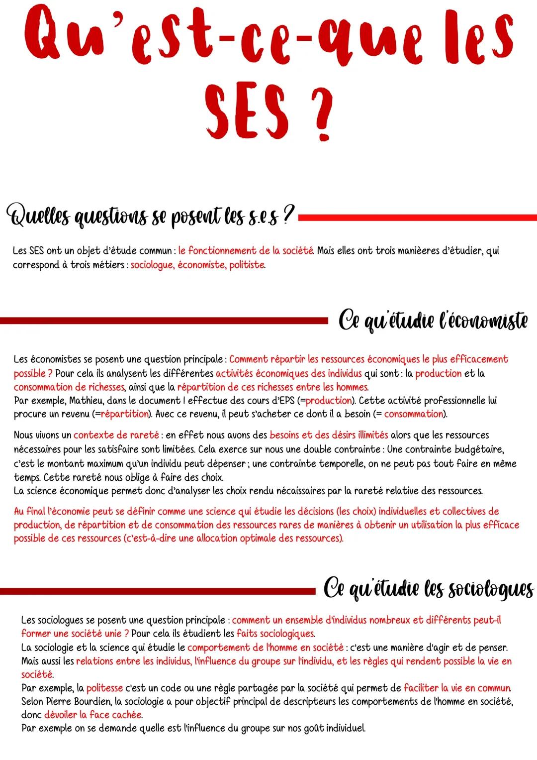 Qu’est-ce-que les  SES ?