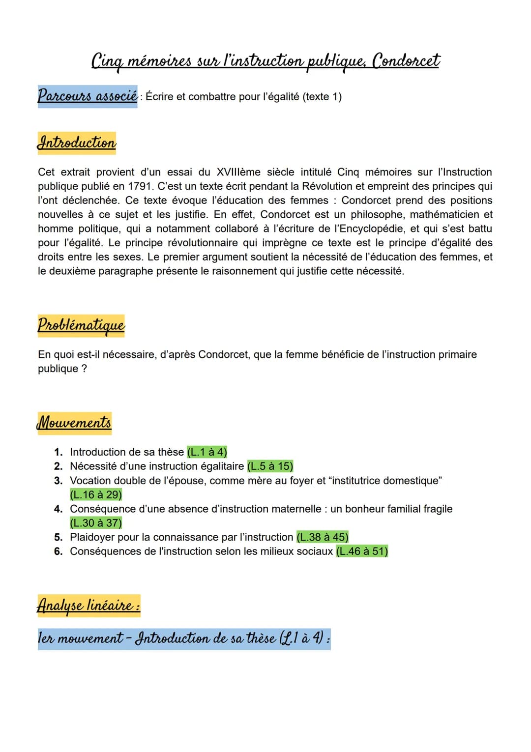 Cinq mémoires sur l'instruction publique, Condorcet
Parcours associé : Écrire et combattre pour l'égalité (texte 1)
Introduction
Cet extrait
