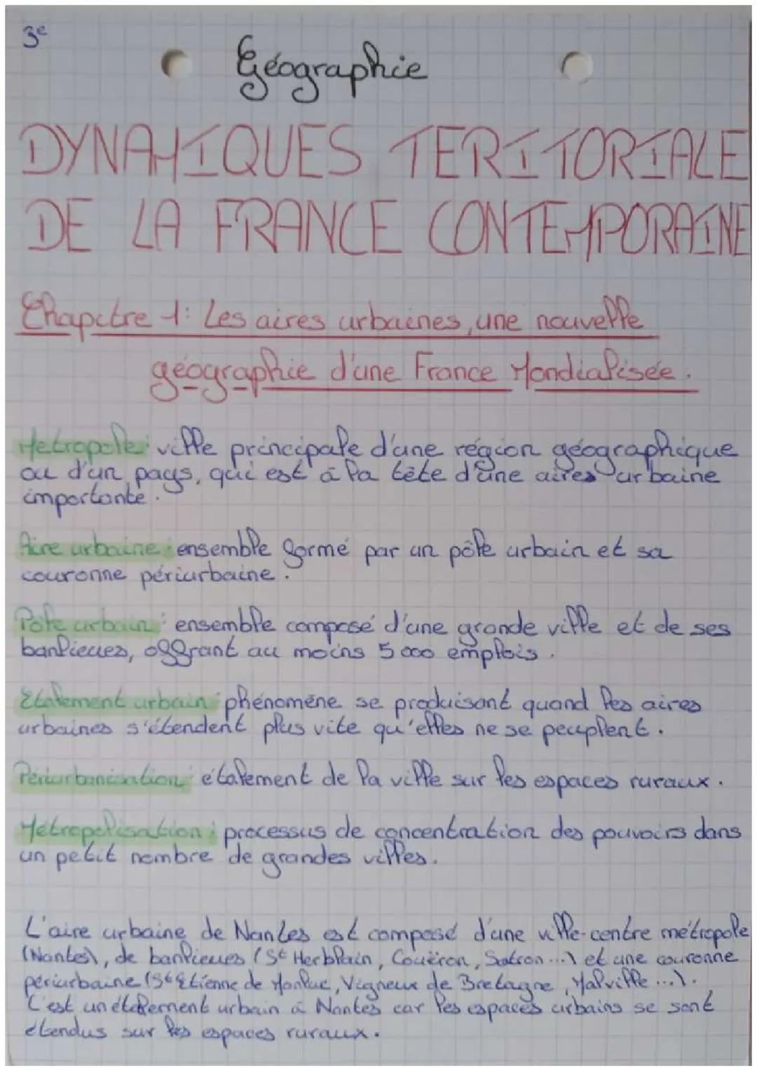 Les aires urbaines, une nouvelle géographie d'une France Mondialisée