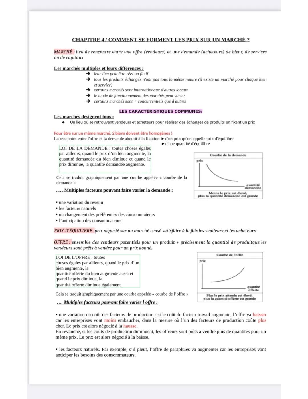 Formation des prix sur un marché - Exercices corrigés et explications simples