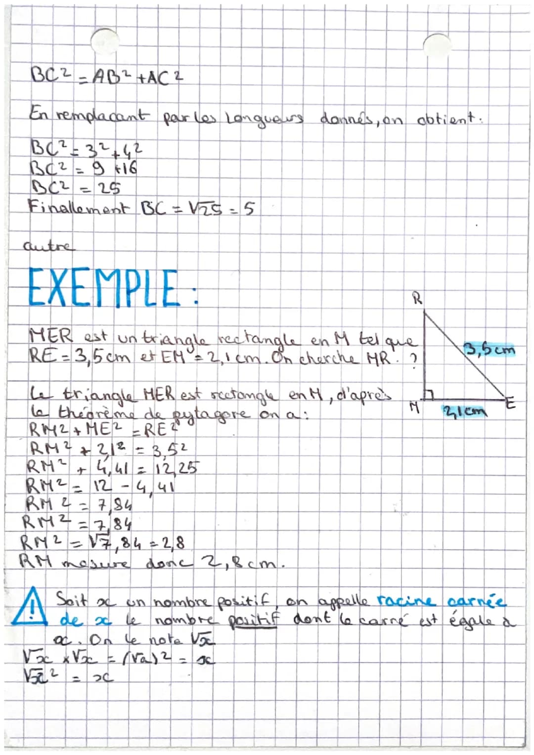 maths
LE THEOREME DE
PHYTHAGORE
Si un triangle est rectangle, alors le carné de la lon-
gueur de son hypoténuse est égale à la somme des
car