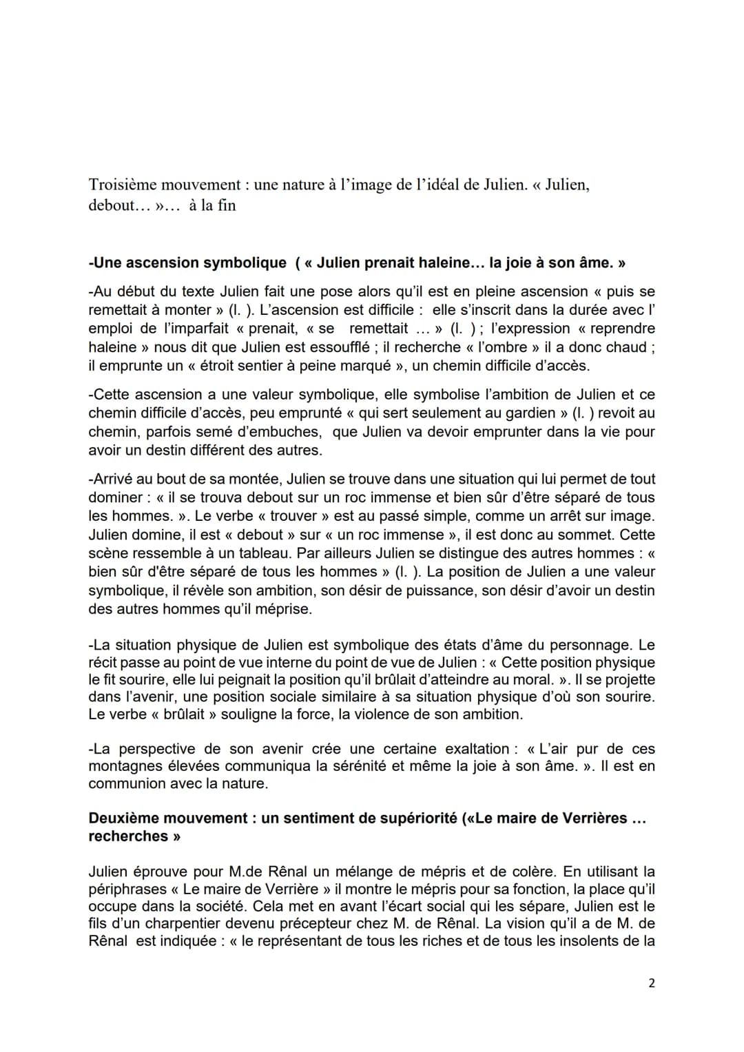 Texte de Stendhal
Julien prenait haleine un instant à l'ombre de ces grandes roches, et puis se
remettait à monter. Bientôt par un étroit se