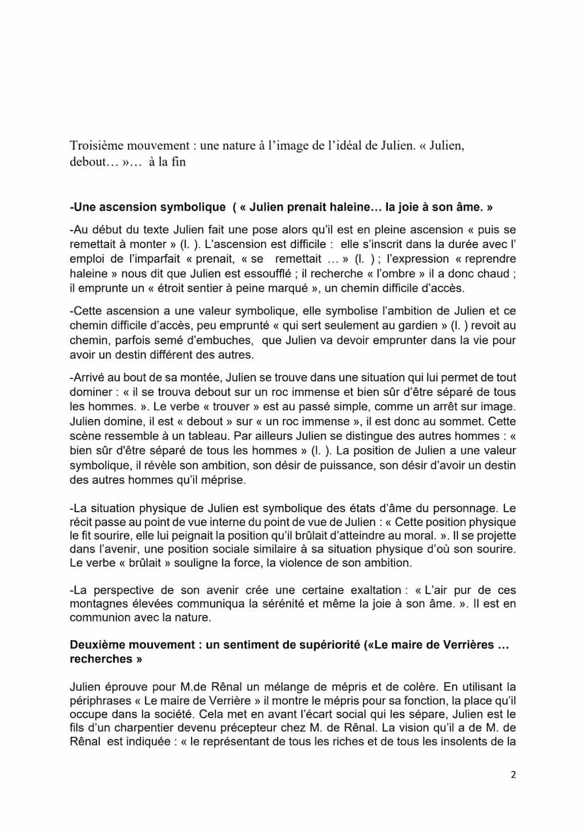 Texte de Stendhal
Julien prenait haleine un instant à l'ombre de ces grandes roches, et puis se
remettait à monter. Bientôt par un étroit se