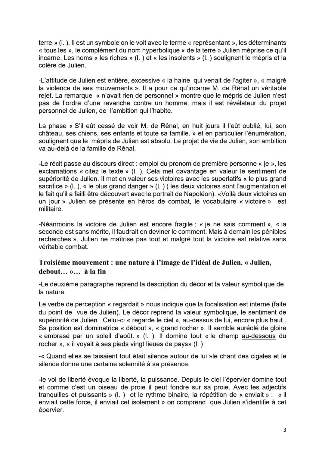 Texte de Stendhal
Julien prenait haleine un instant à l'ombre de ces grandes roches, et puis se
remettait à monter. Bientôt par un étroit se