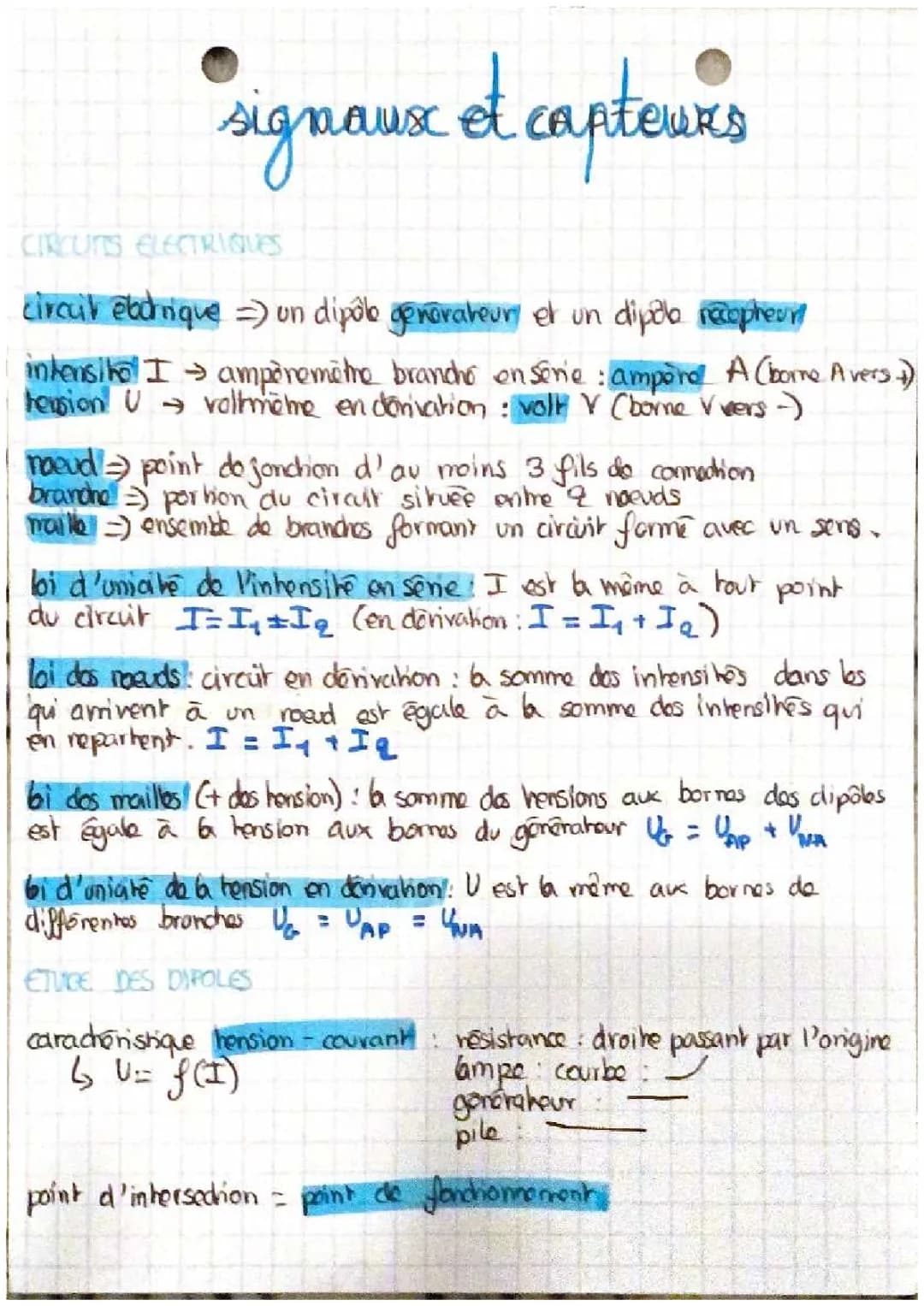 Signaux et capteurs seconde PDF: Exercice corrigé, capteurs électriques exemple et symboles