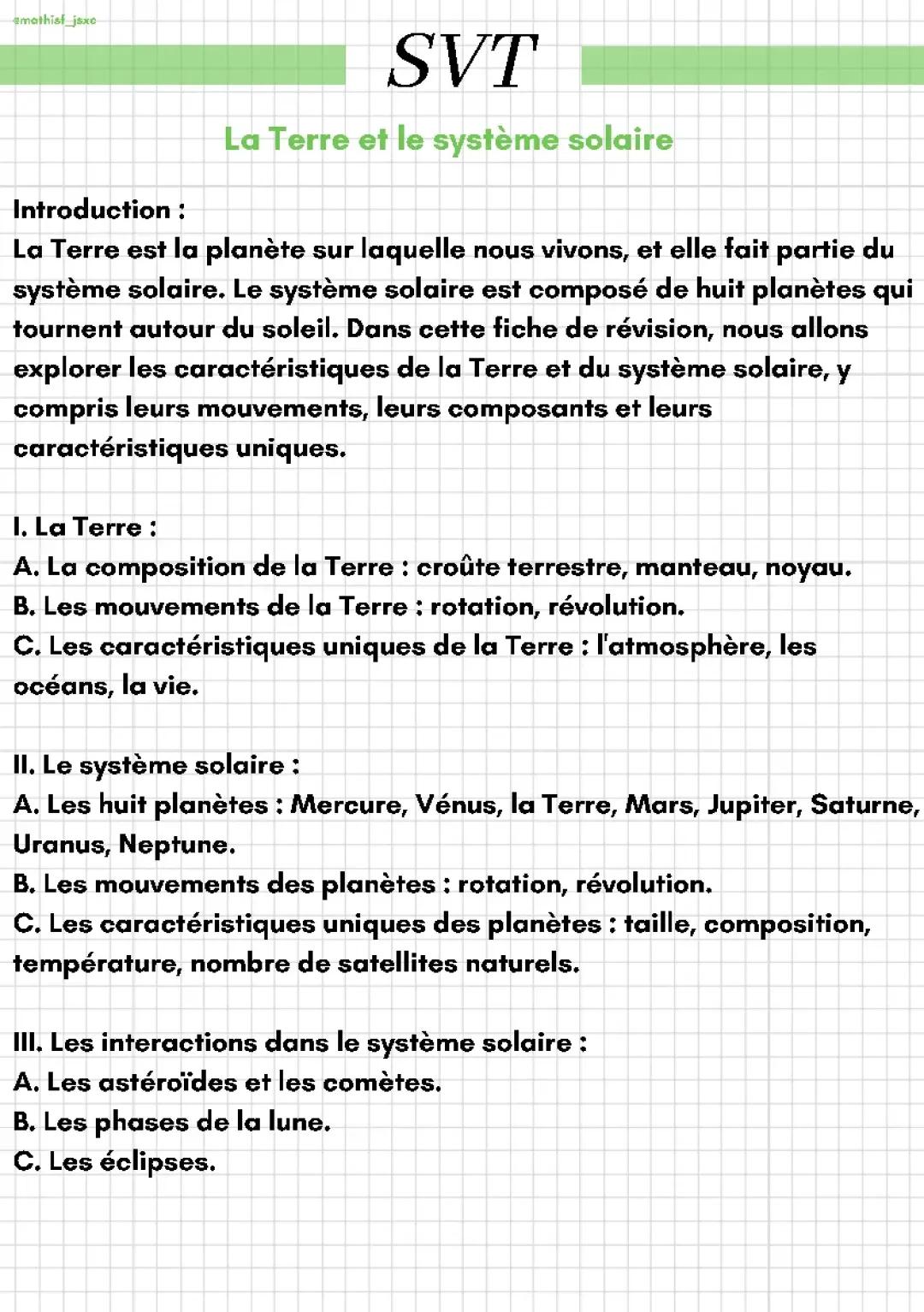 La Terre et le système solaire