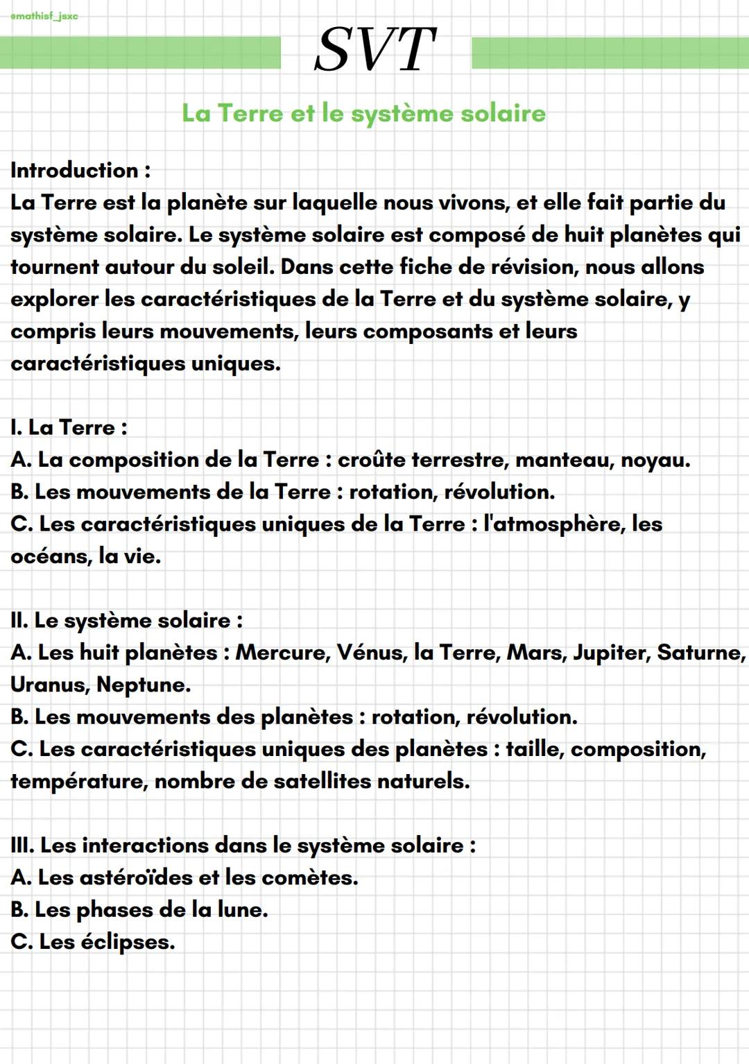 emathist_jsxc
SVT
La Terre et le système solaire
Introduction
:
La Terre est la planète sur laquelle nous vivons, et elle fait partie du
sys