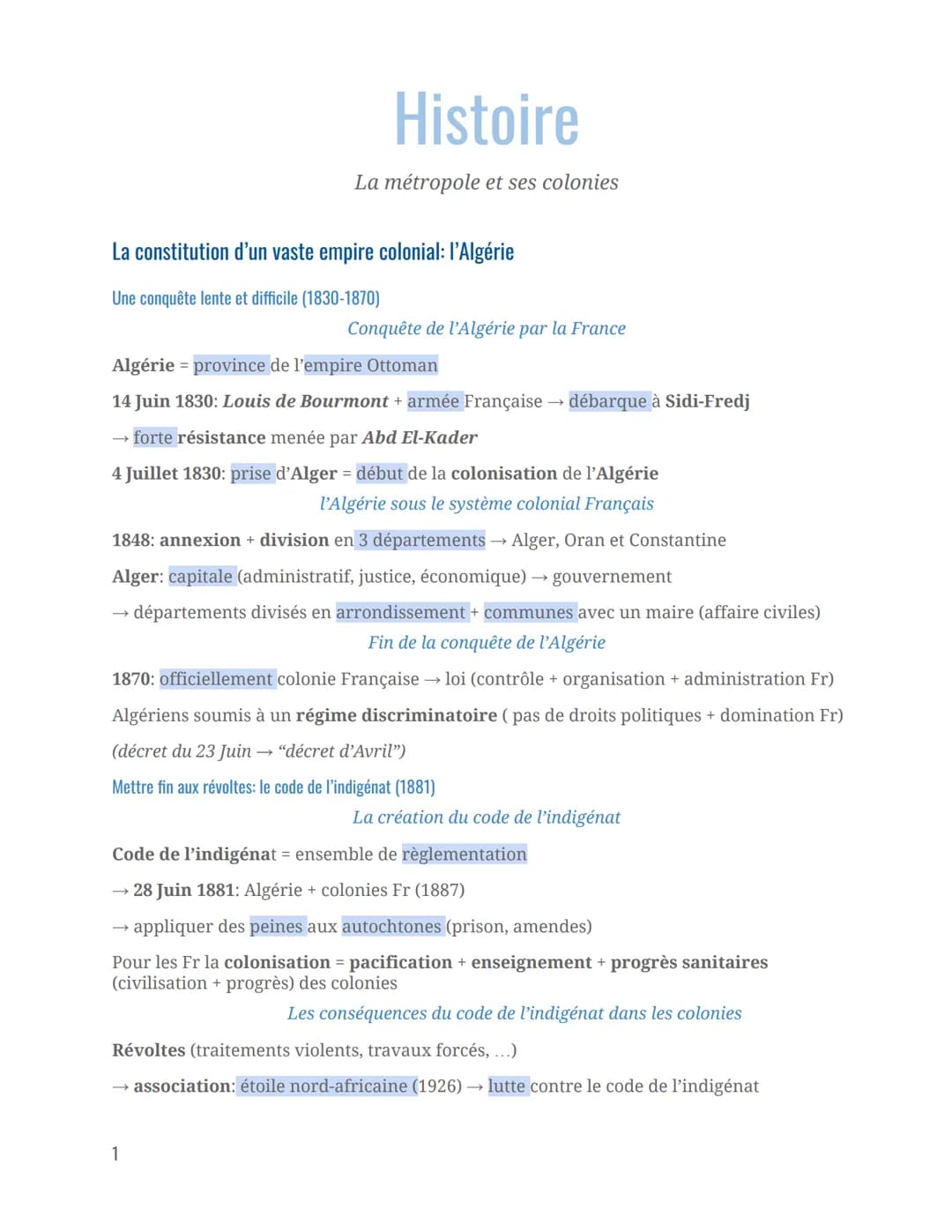 Histoire
La métropole et ses colonies
La constitution d'un vaste empire colonial: l'Algérie
Une conquête lente et difficile (1830-1870)
Conq