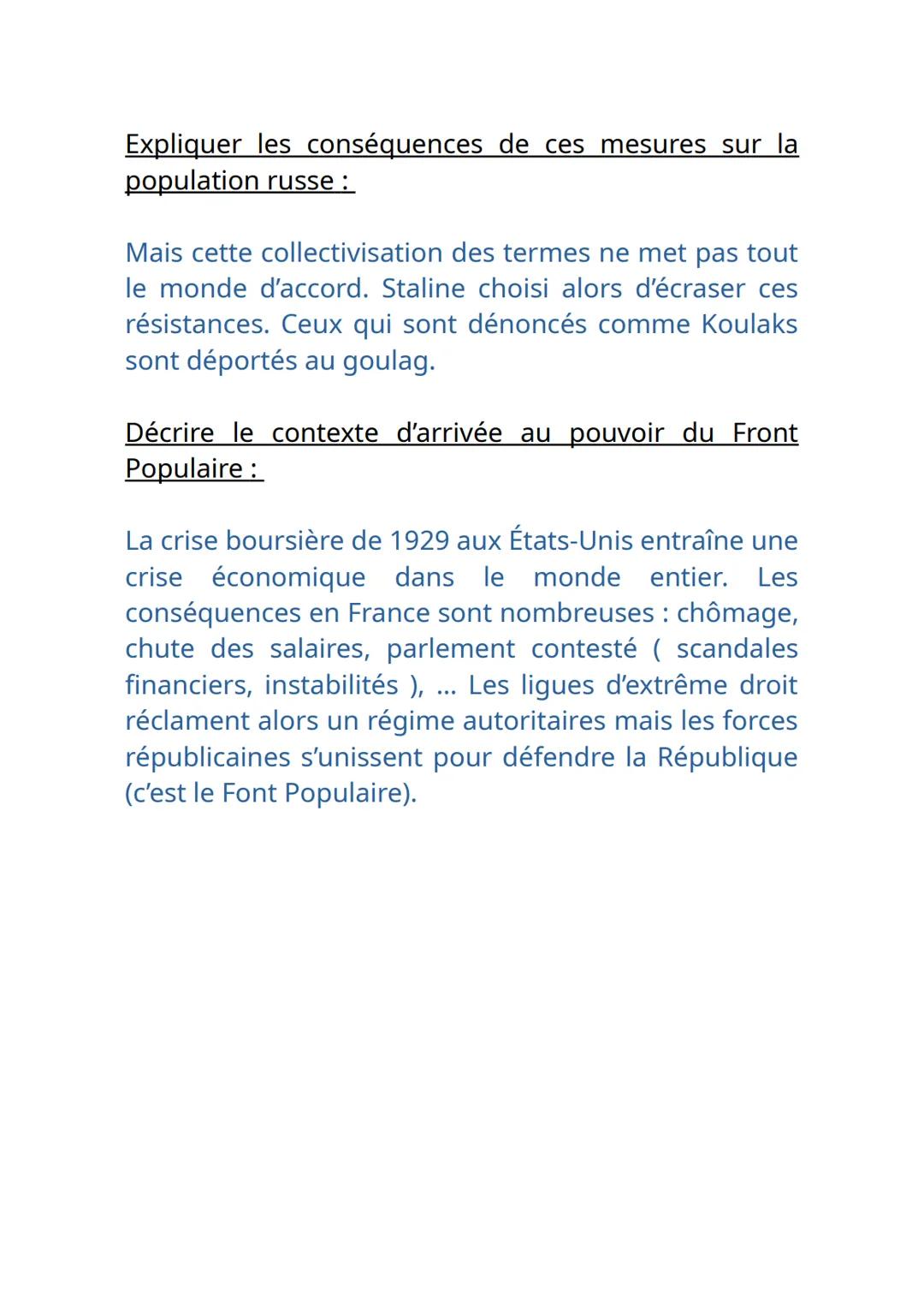 L'Europe entre-deux-guerres
Les définitions:
Communisme: Ensemble d'idées politiques qui
consistent à créer une société égale, sans propriét