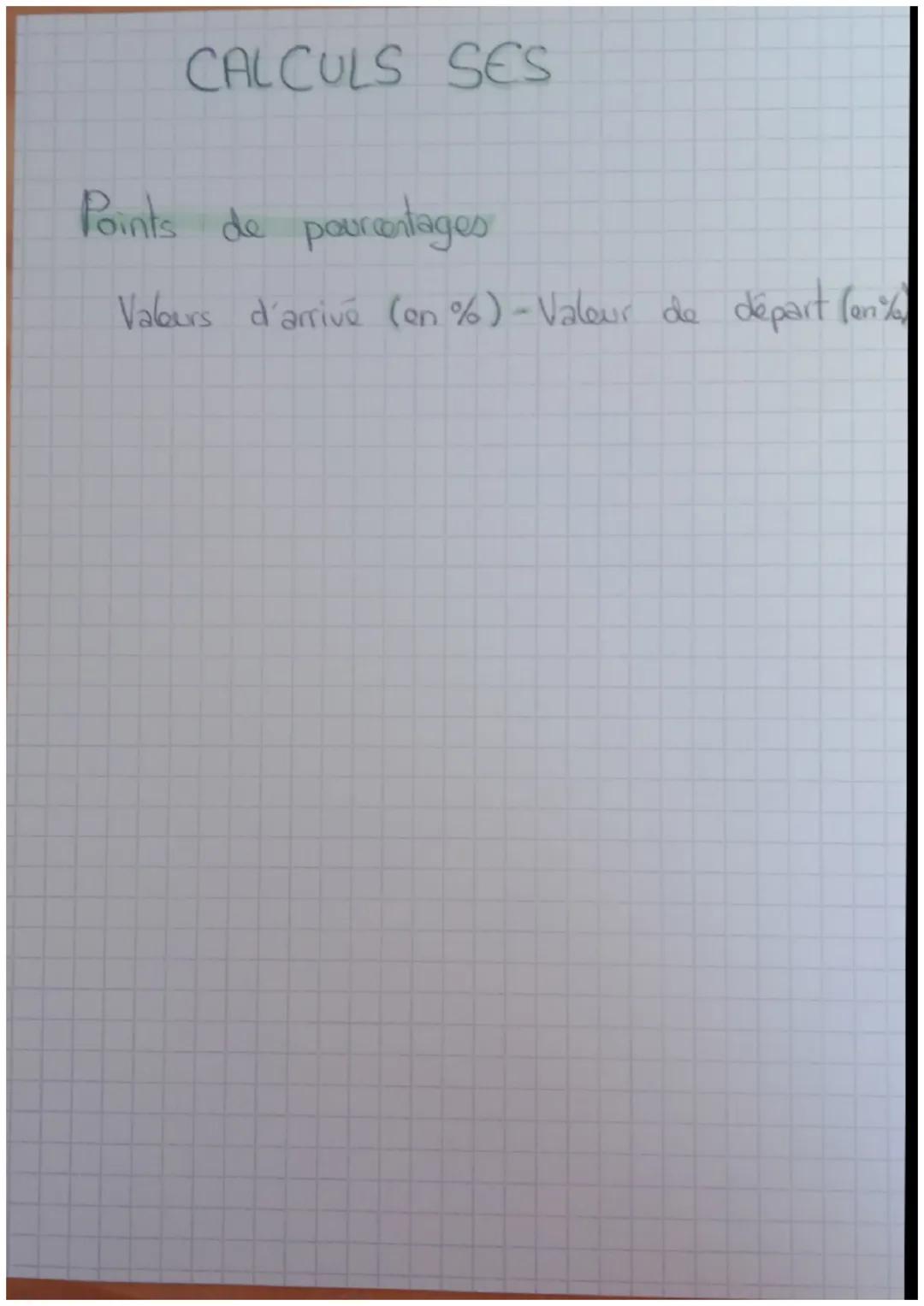 Taux
CALCULS SES
de variations:
(valeur d'arrivée - valeur de
valeur de départ
coefficient multiplicateur (Cr).
départ)
► 2 CM permet de mes