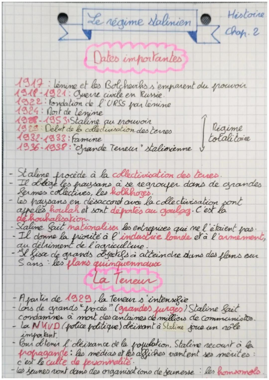 -
Histoire
Le régime stalinien
Dates importantes
1917: Lénine et les Bolcheviks s'emparent du pouvoir
1918-1921: Querre civile en Russie.
19