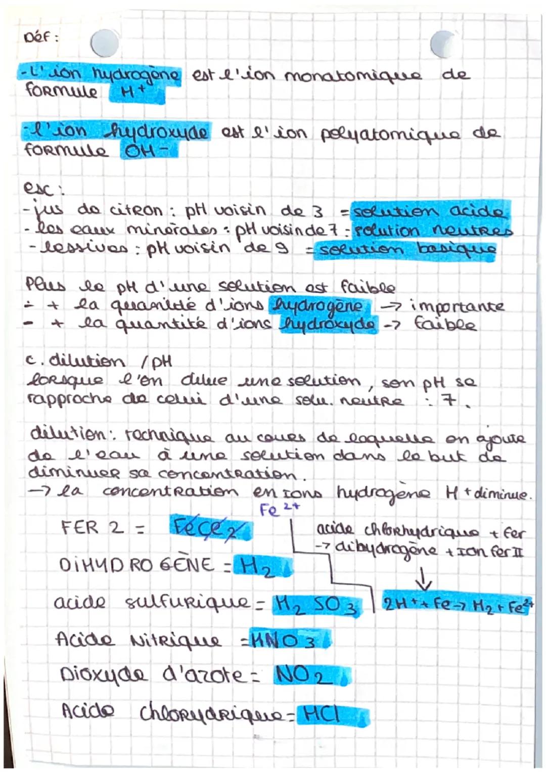 PHYSIQUE
solutions acides / basiques I le pH.
Vocabulaire.
PH: le pH d'une solution est une grandeur
indiquant notamment son acidité l'échel