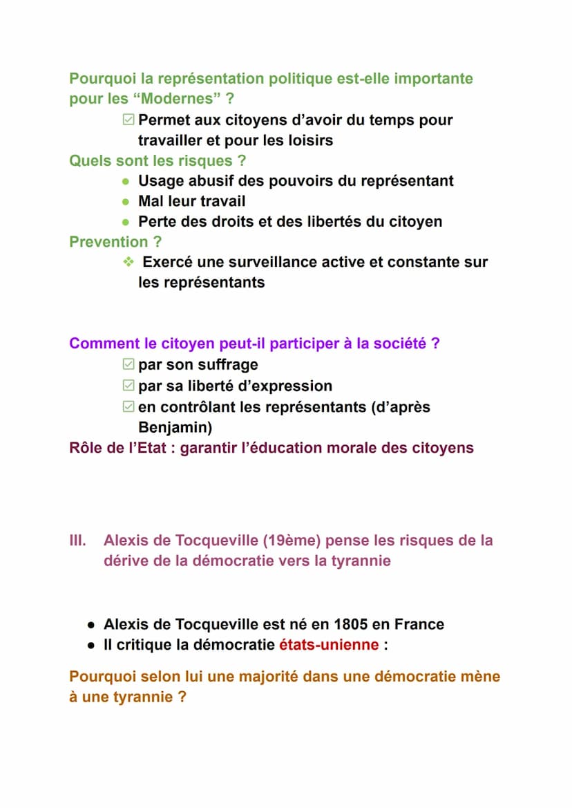 Fiches de révisions - HGGSP
Thème : comprendre un régime politique : la démocratie
Axe introductif : quelles caractéristiques aujourd'hui ?
