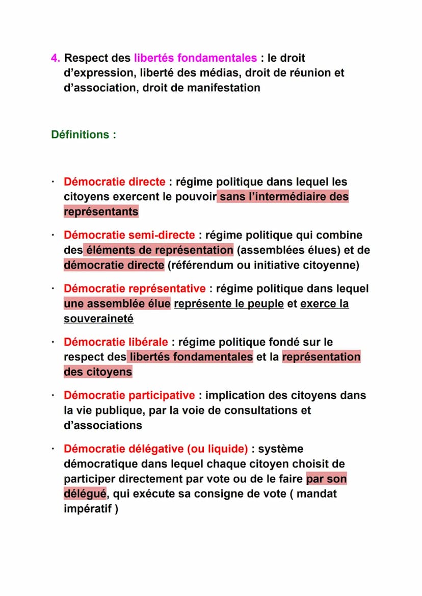 Fiches de révisions - HGGSP
Thème : comprendre un régime politique : la démocratie
Axe introductif : quelles caractéristiques aujourd'hui ?
