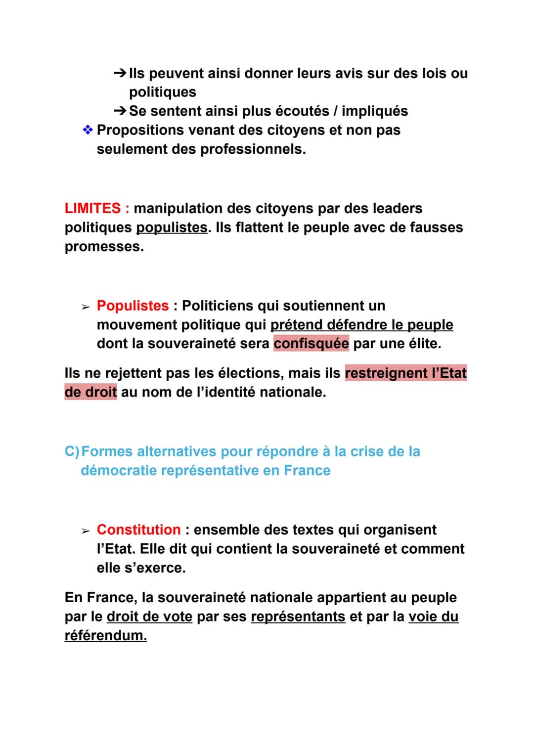 Fiches de révisions - HGGSP
Thème : comprendre un régime politique : la démocratie
Axe introductif : quelles caractéristiques aujourd'hui ?
