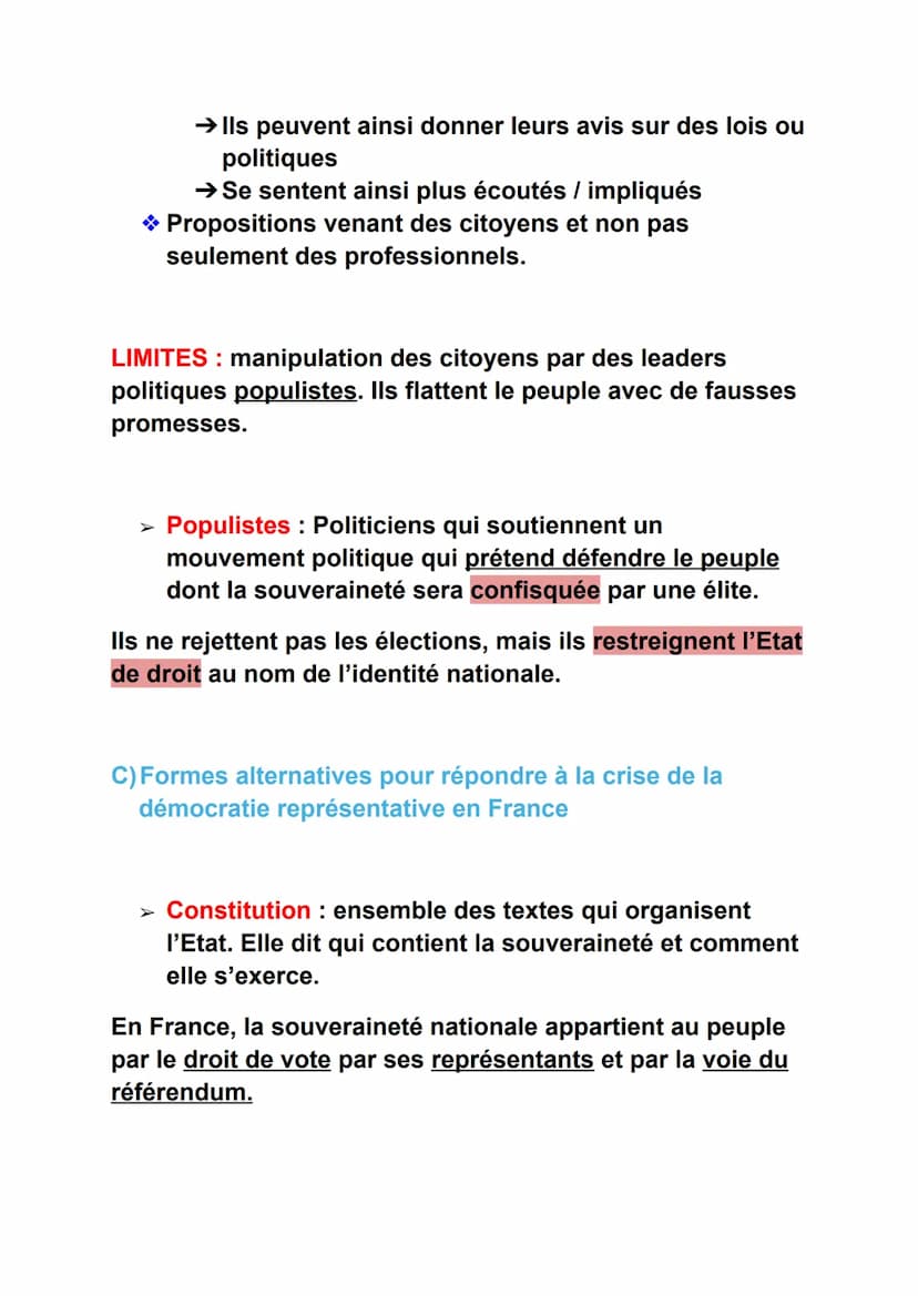 Fiches de révisions - HGGSP
Thème : comprendre un régime politique : la démocratie
Axe introductif : quelles caractéristiques aujourd'hui ?
