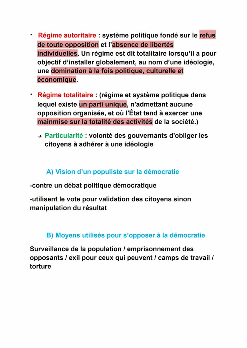 Fiches de révisions - HGGSP
Thème : comprendre un régime politique : la démocratie
Axe introductif : quelles caractéristiques aujourd'hui ?
