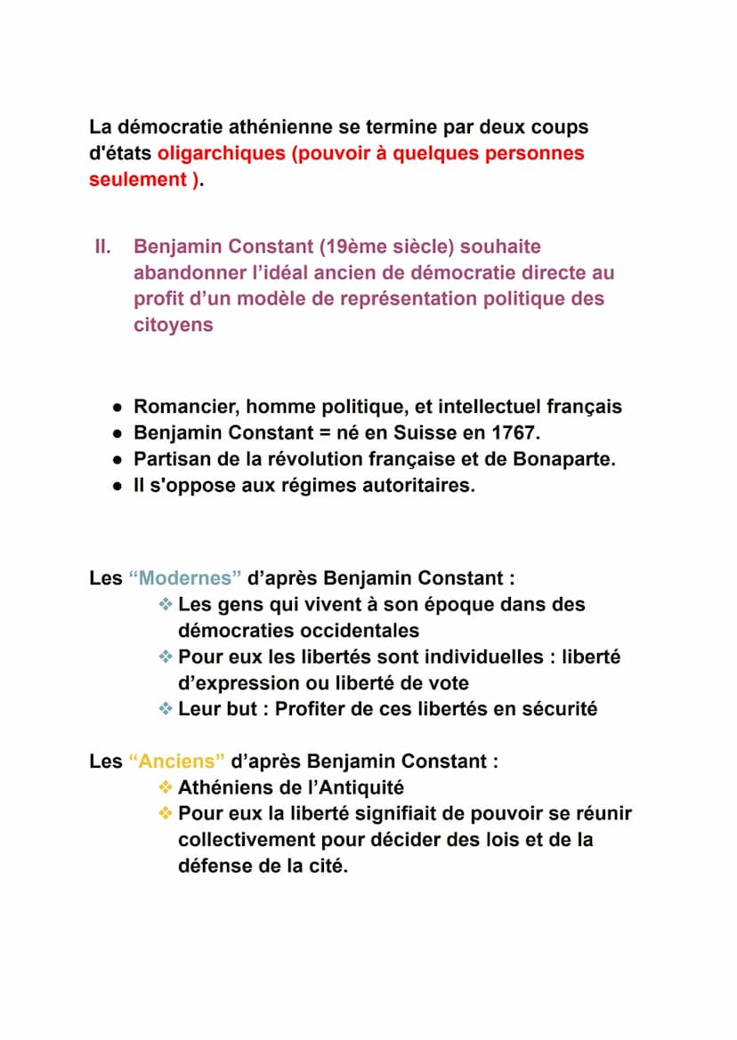 Fiches de révisions - HGGSP
Thème : comprendre un régime politique : la démocratie
Axe introductif : quelles caractéristiques aujourd'hui ?
