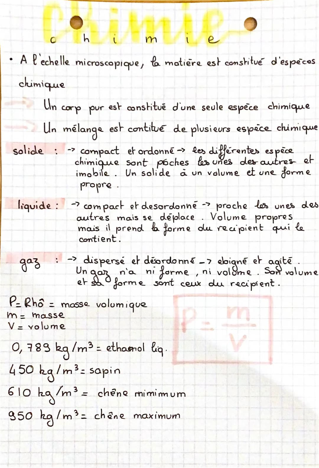 m
e
• A l'échelle microscopique, la matière est constitué d'espèces
chimique
Un
corp pur est constitué d'une seule espèce chimique
Un mélang