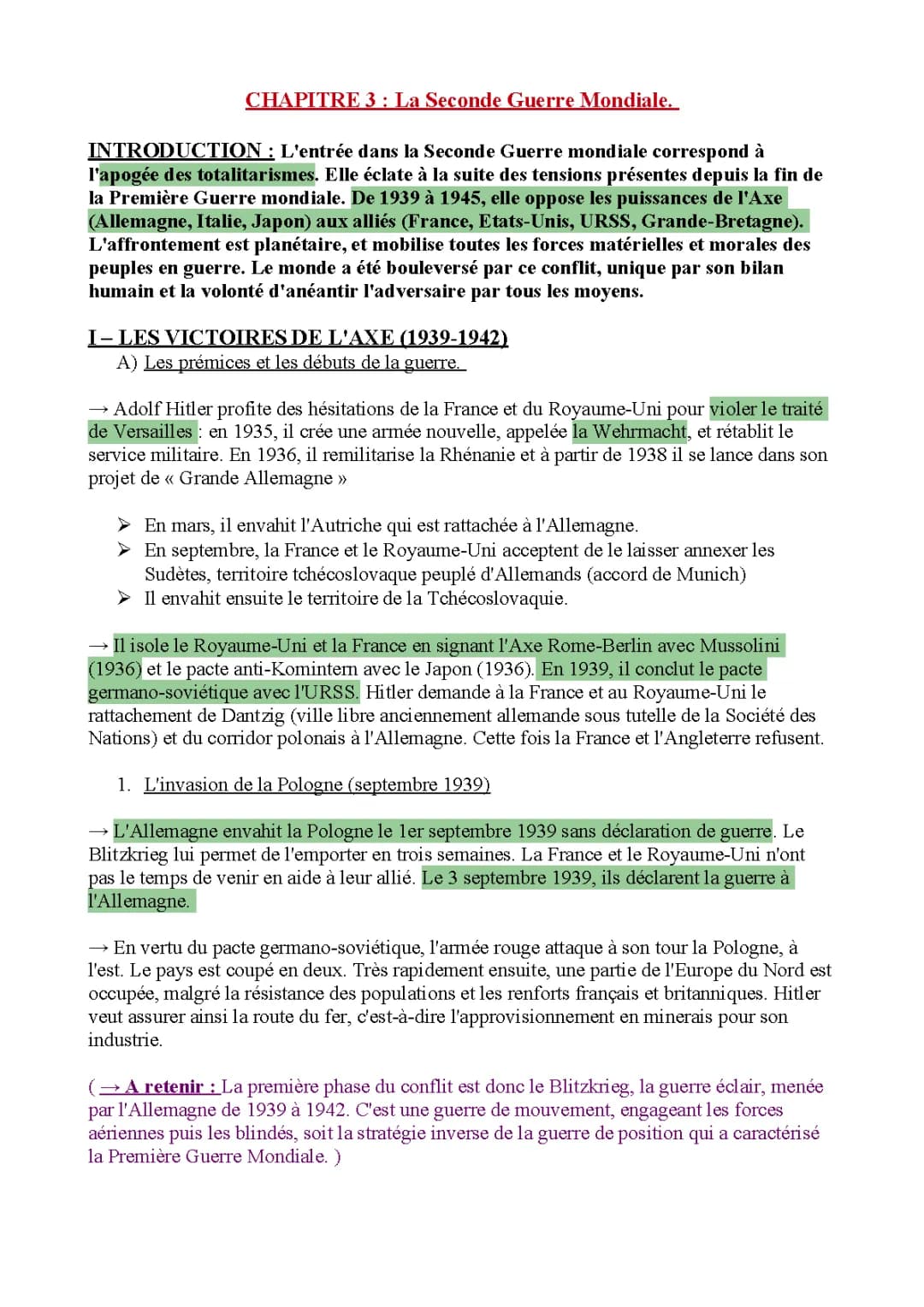 Les causes de la Seconde Guerre mondiale : Résumé et Exposé