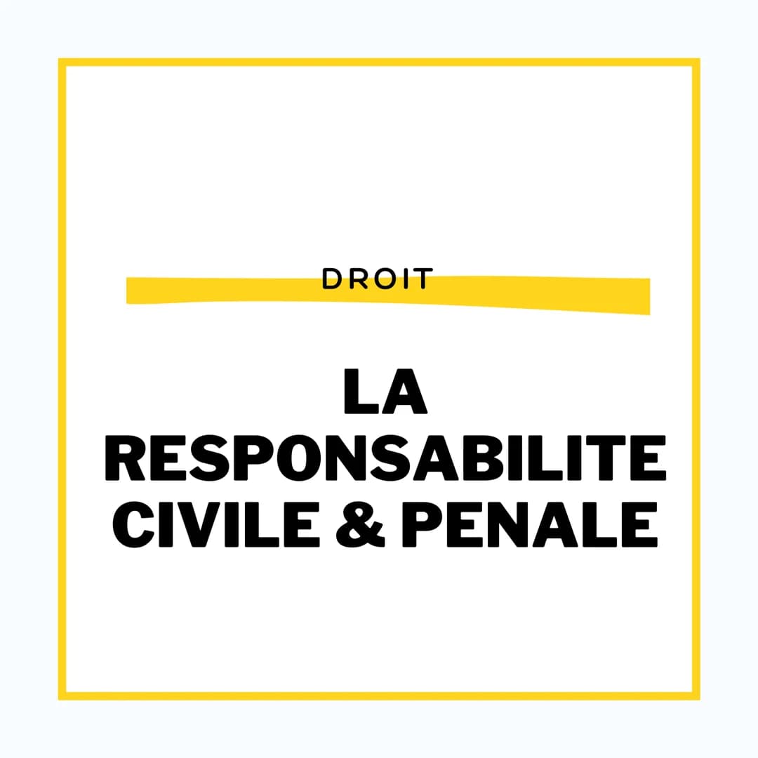 DROIT
LA
RESPONSABILITE
CIVILE & PENALE LA RESPONSABILITE
CIVILE
La Responsabilité Civile est engagé lorsqu'un
dommage a été causé à autrui.
