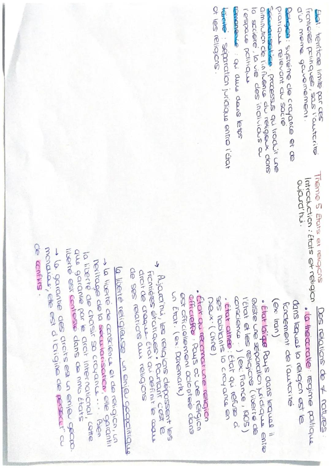 Hat: teritoare limite par des
frontieres pelinques, sous l'autorité
sa
d'un meme gouvemement.

Religion: systéme cle croyance et de
pratique