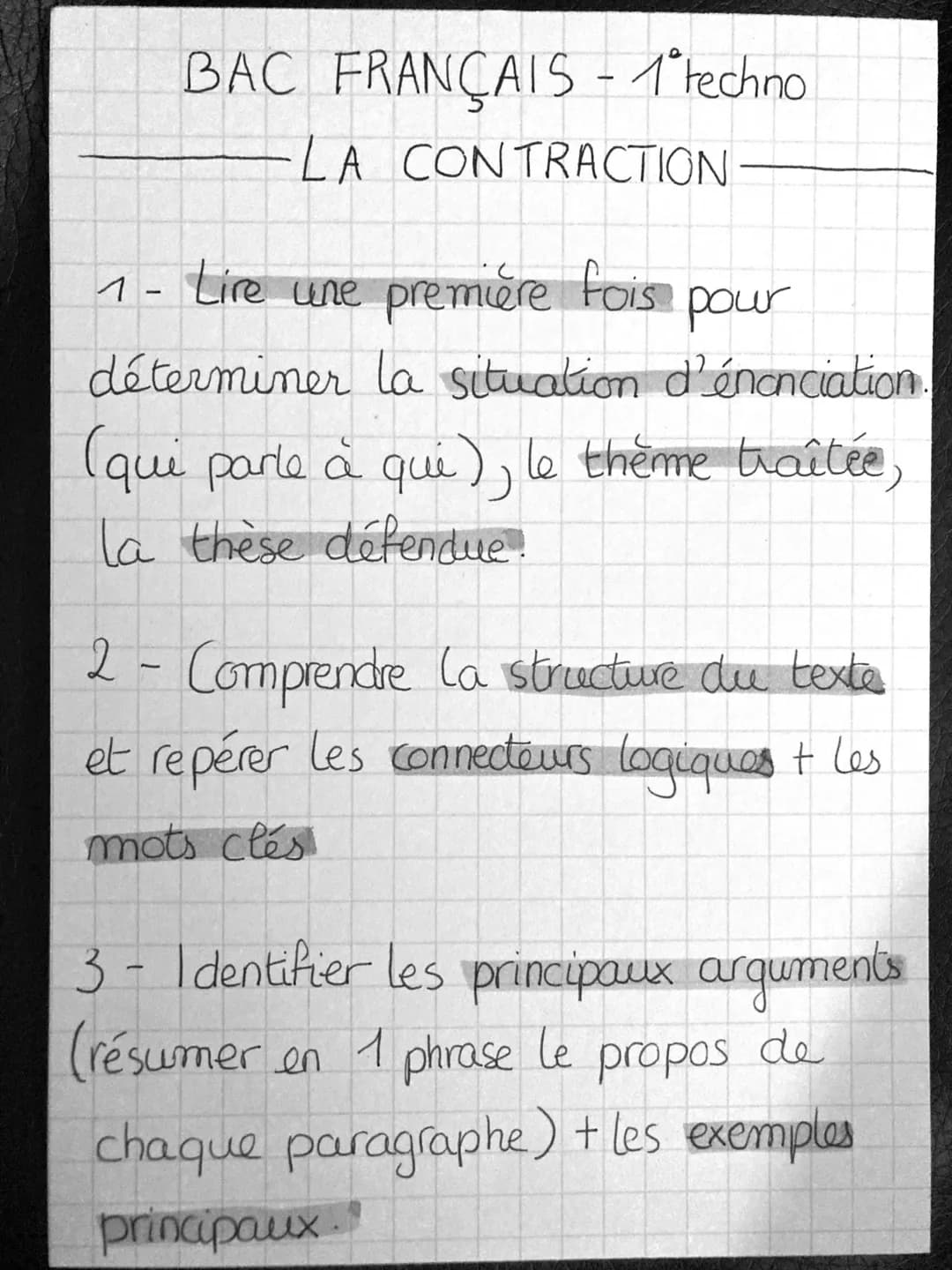 BAC FRANÇAIS - 1°techno
LA CONTRACTION
1- Lire une première fois
pour
déterminer la situation d'énonciation.
(qui parle a qui), le thème bra