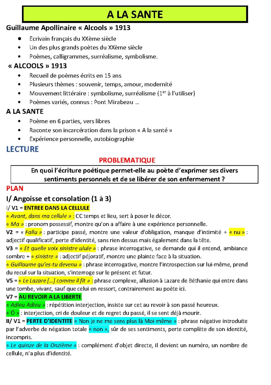 Analyse de À la Santé - Apollinaire : Le symbolisme littéraire et modernité poétique