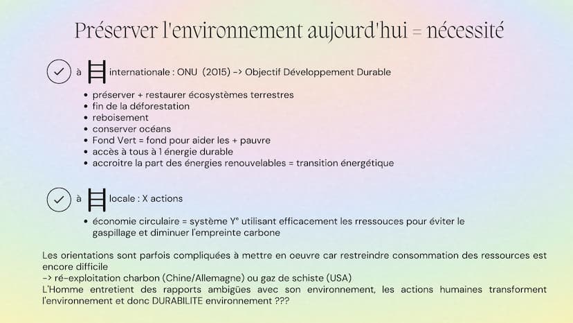 THEME 4: L' ENVIRONNEMENT ENTRE EXPLOITATION ET PROTECTION : UN ENJEU PLANETAIRE
Axe 1: Exploiter,
préserver & protéger
L'Homme peut-il cont