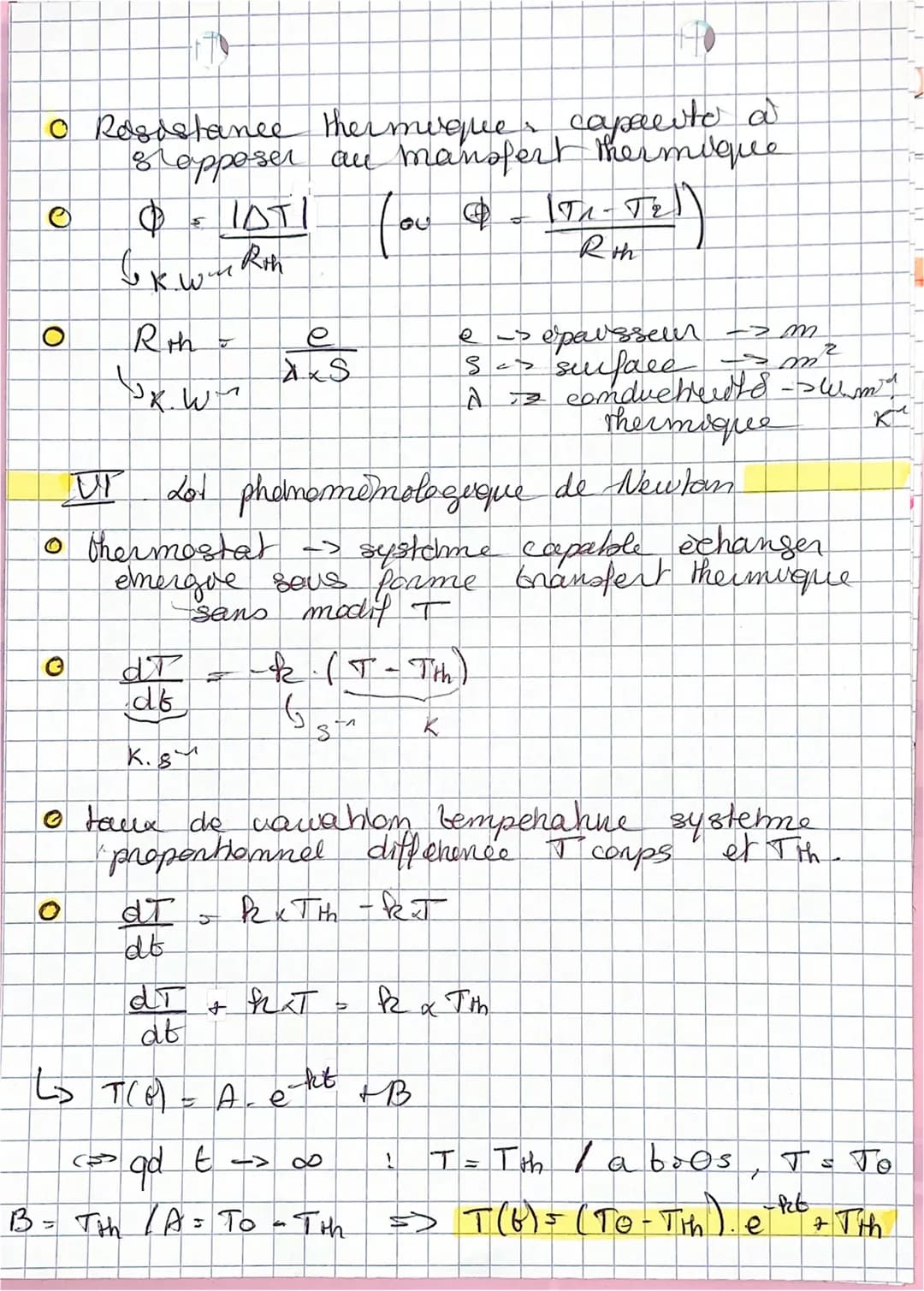 O
premier principe dela
thermodynamique
I Enérgue totale d'un
systéme
• Energies microscopiques (U): agitahon
thermique
T
I agitation partic