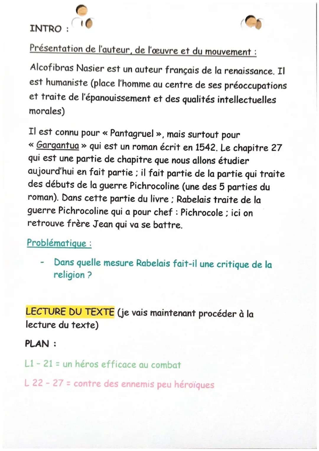 Chapitre 27; Gargantua
RABLAIS
Disant cela, il ôta son grand habit et s'empara du bâton de la croix, qui était
en cœur de cormier, long comm