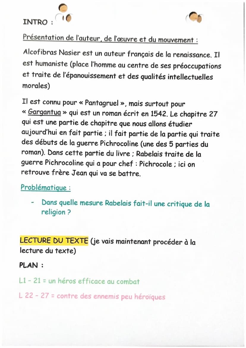 Chapitre 27; Gargantua
RABLAIS
Disant cela, il ôta son grand habit et s'empara du bâton de la croix, qui était
en cœur de cormier, long comm