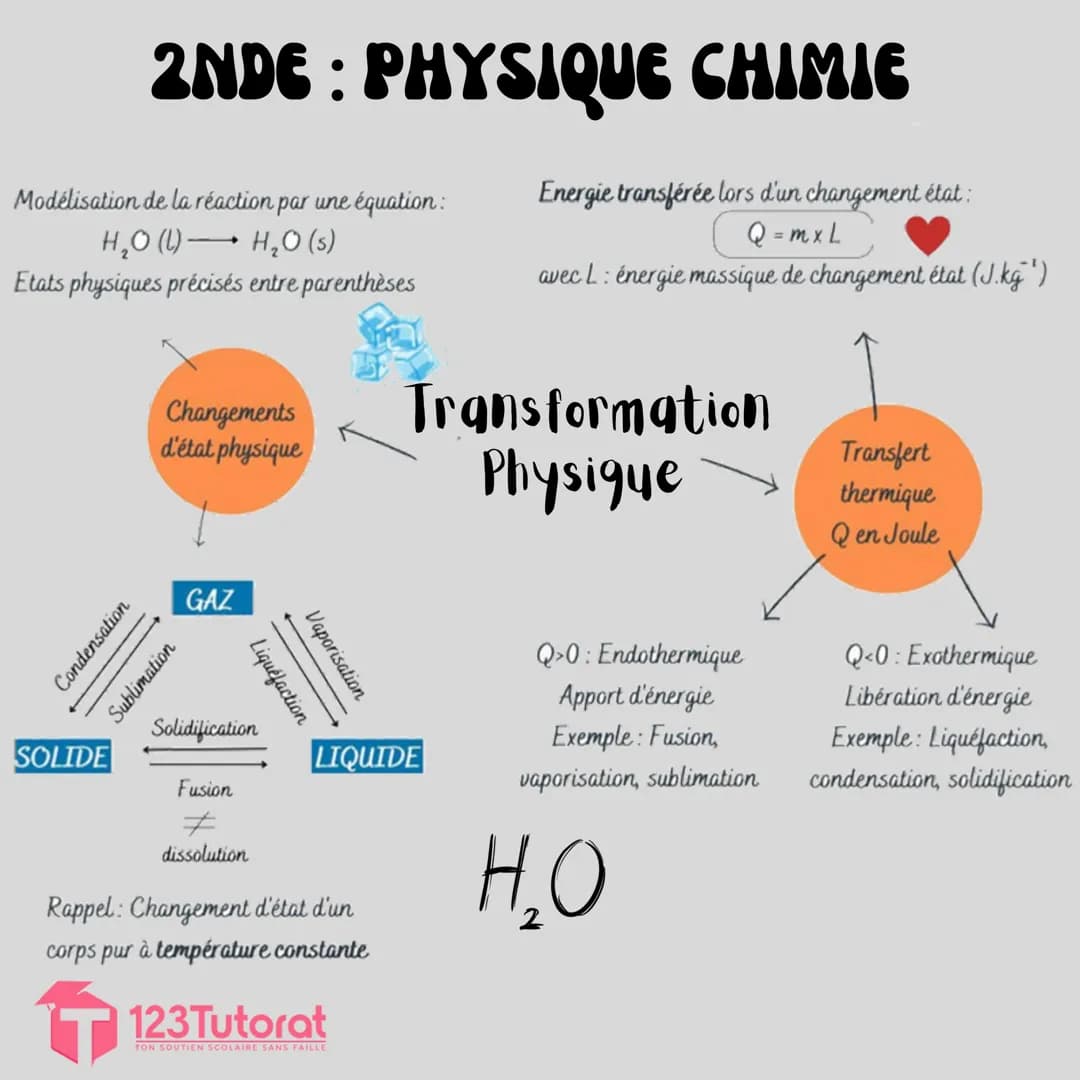 2NDE : PHYSIQUE CHIMIE
Masse d'une molécule
= somme des masses
des atomes constitutifs
Exemple:
m (CO₂) = m (C) + 2xm(0)
Masse d'une
entité 