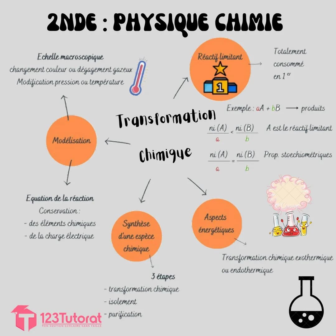 2NDE : PHYSIQUE CHIMIE
Masse d'une molécule
= somme des masses
des atomes constitutifs
Exemple:
m (CO₂) = m (C) + 2xm(0)
Masse d'une
entité 