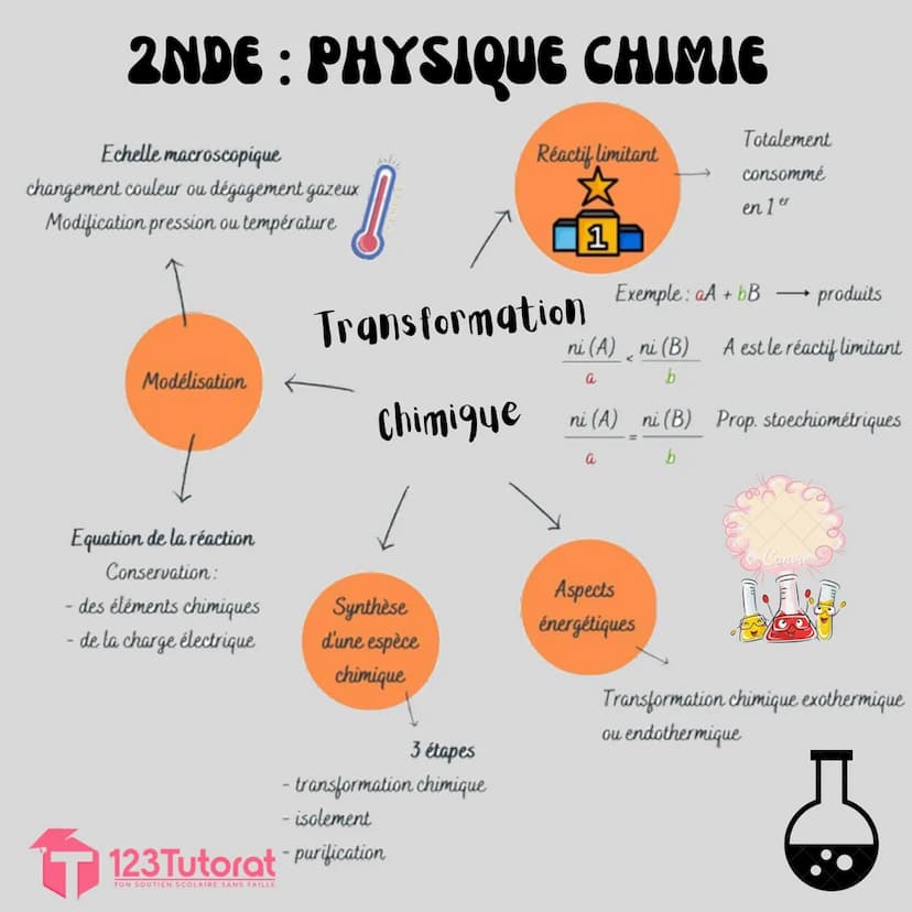 2NDE : PHYSIQUE CHIMIE
Masse d'une molécule
= somme des masses
des atomes constitutifs
Exemple:
m (CO₂) = m (C) + 2xm(0)
Masse d'une
entité 