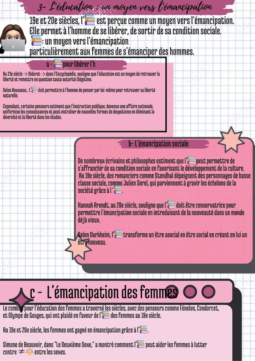 ●
●
●
1.
a
во
-Education, transmise et émancipation :
sommaire :
Nouvelles idées educative des lumières :
a- idéal éducatif des lumières
b- 