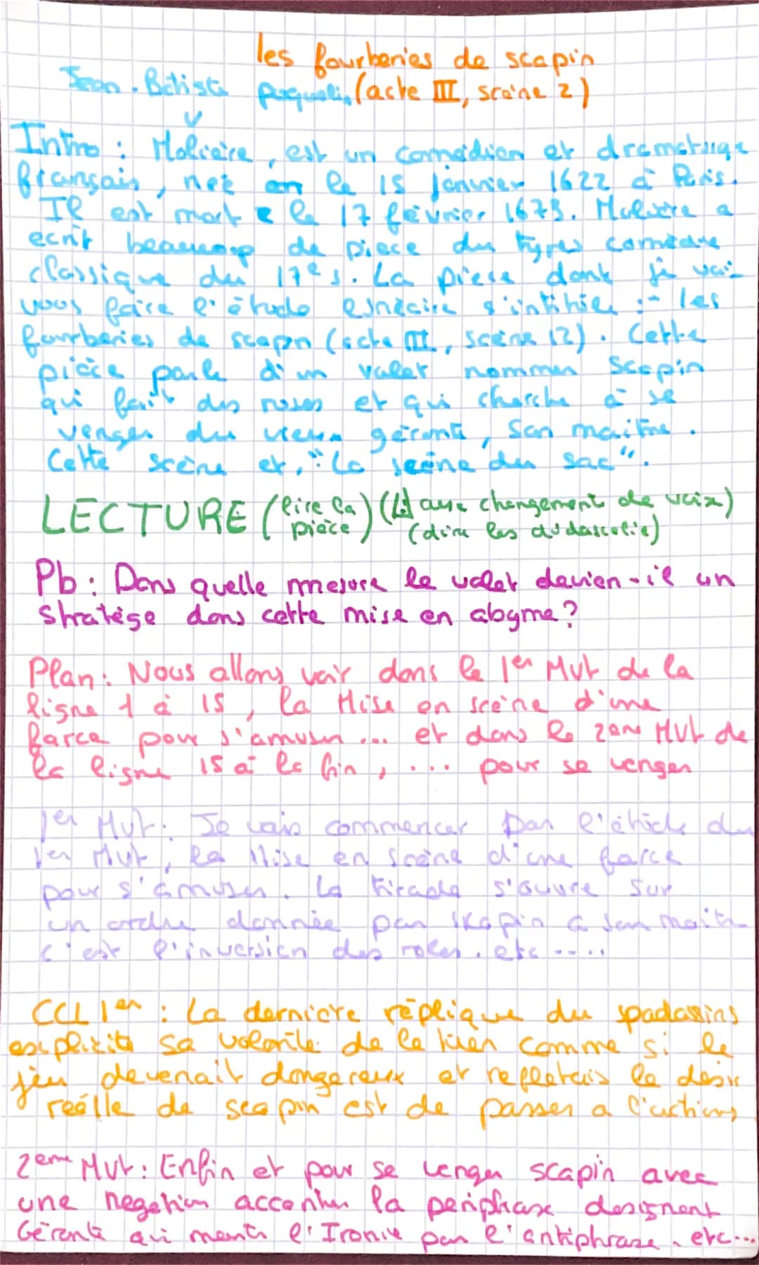 les fourberies de scapin
Jean-Beliste pequalin (acte III, Scene 2)
Intro: Molière est un comedion et dramstuge
français, nee
on le 15 janvie