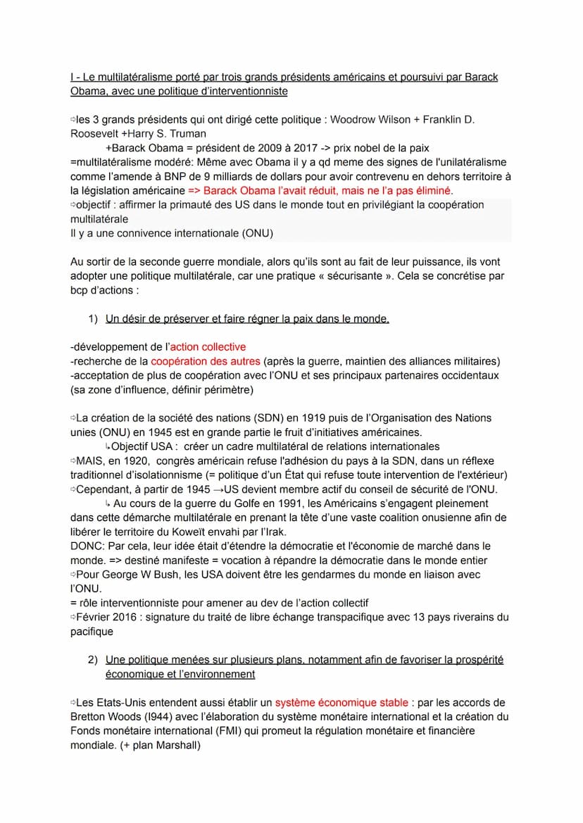 OBERTI Jeanne
BORTOLUZZI Mila
DM HGGSP
Les USA entre multilatéralisme et unilatéralisme : un débat international
1°6 Les USA entre multilaté