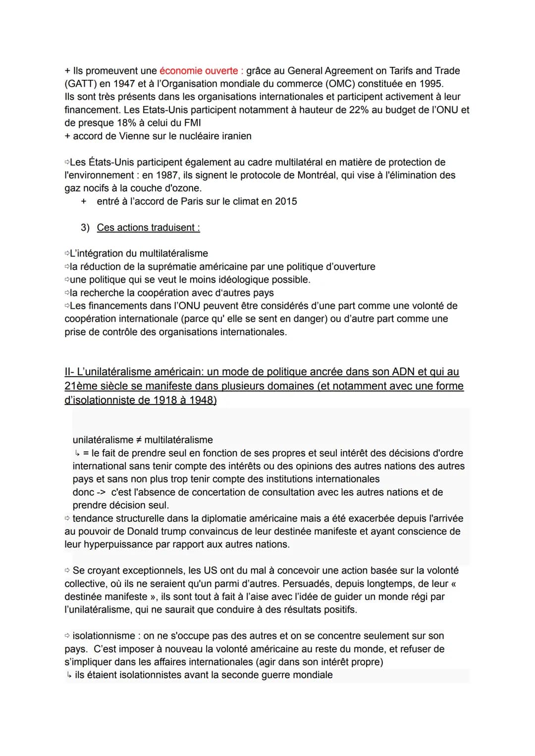 OBERTI Jeanne
BORTOLUZZI Mila
DM HGGSP
Les USA entre multilatéralisme et unilatéralisme : un débat international
1°6 Les USA entre multilaté