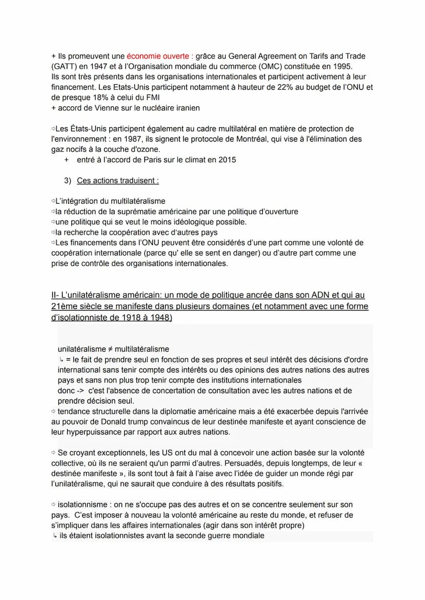 OBERTI Jeanne
BORTOLUZZI Mila
DM HGGSP
Les USA entre multilatéralisme et unilatéralisme : un débat international
1°6 Les USA entre multilaté