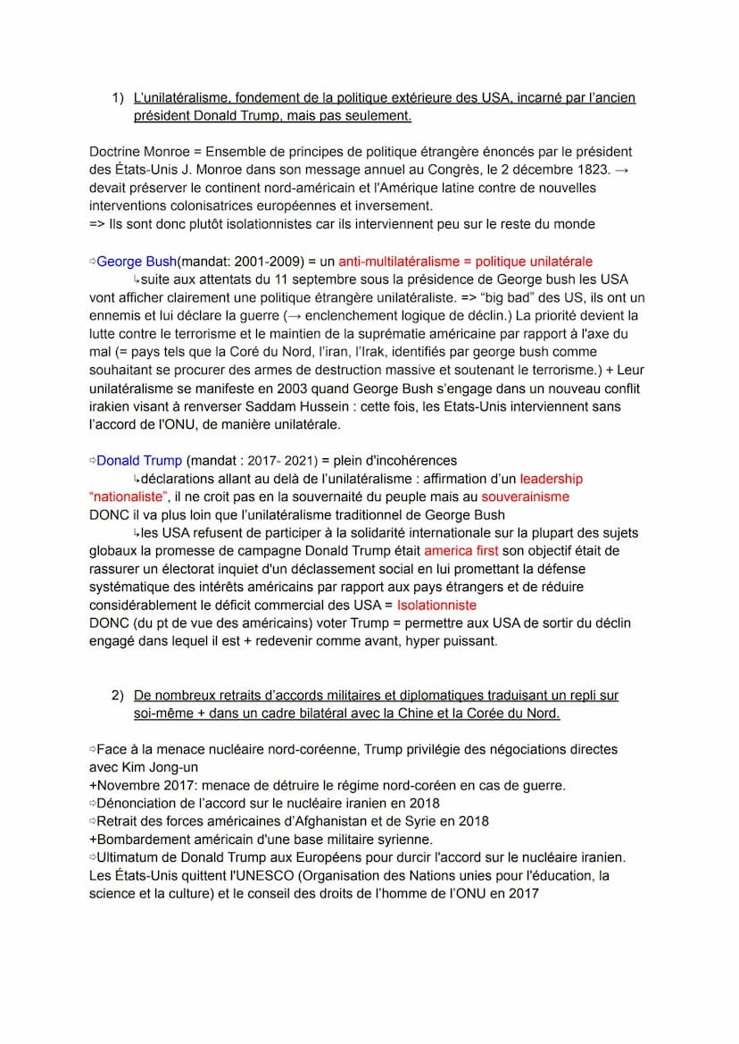 OBERTI Jeanne
BORTOLUZZI Mila
DM HGGSP
Les USA entre multilatéralisme et unilatéralisme : un débat international
1°6 Les USA entre multilaté